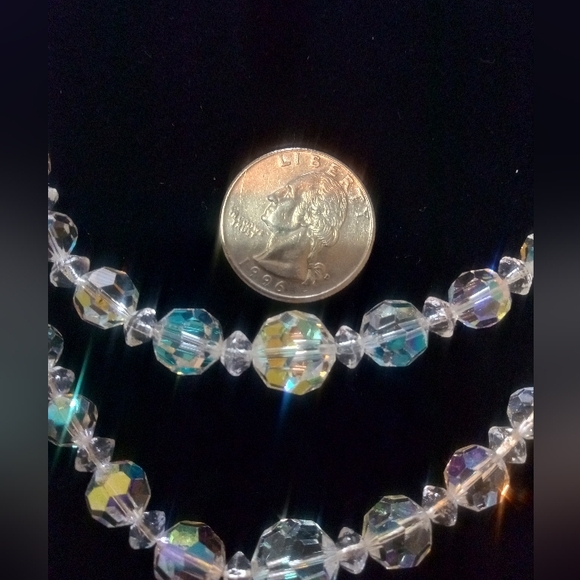 VTG Cut Crystal Double Strand Choker Necklace 13" Length with 3.25"‎ Extender - Picture 2 of 4